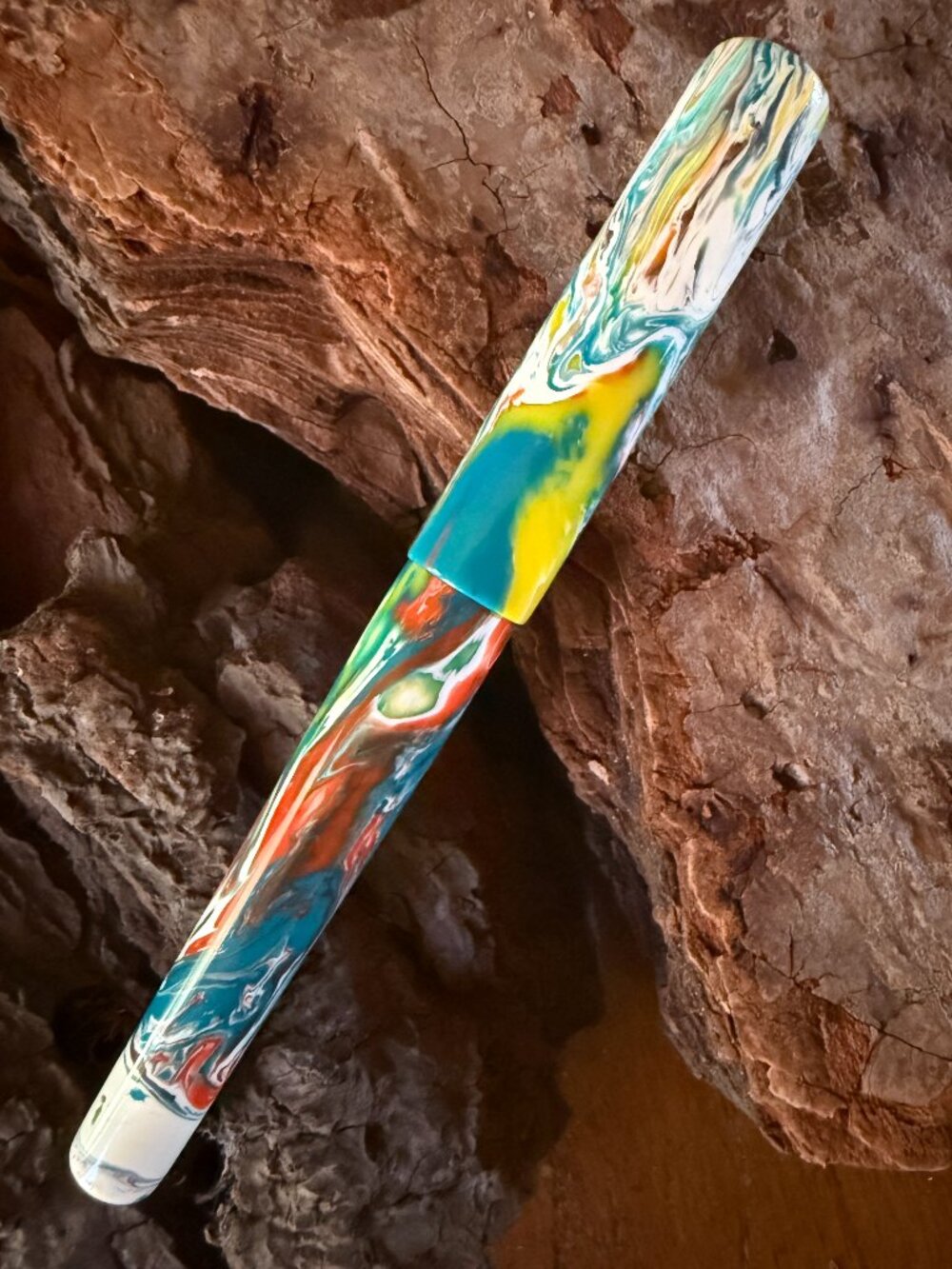 Fountain Pen Primary Manipulation Jowo #6 Fine Steel Nib Orange Blue